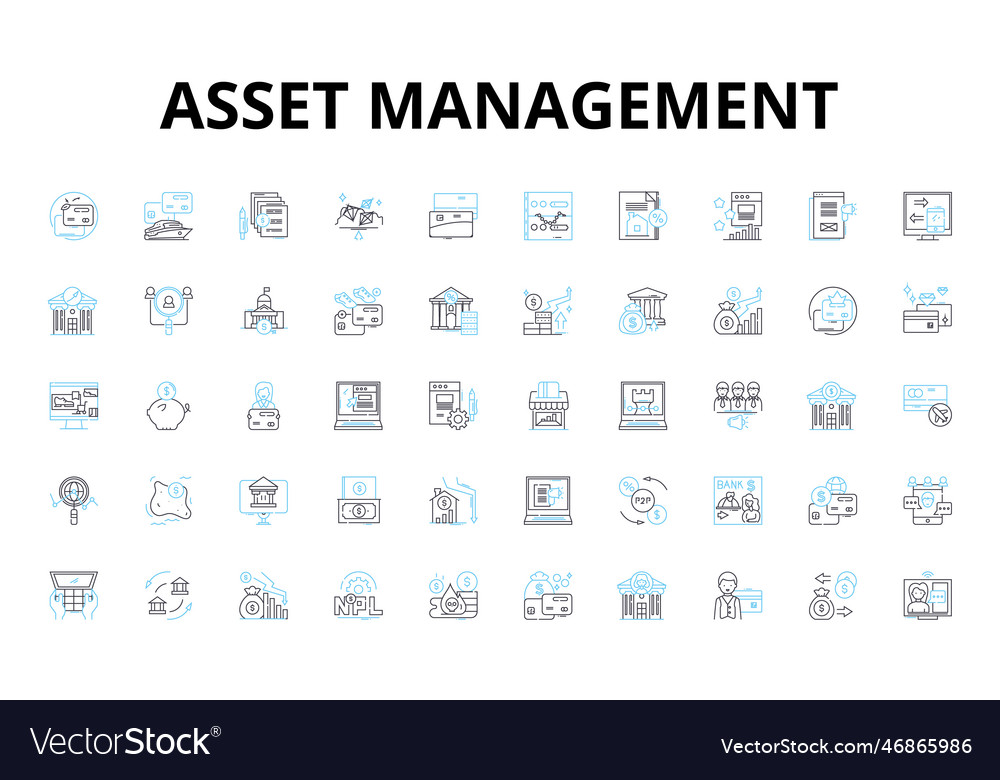 Asset Management Linear Icons Set Investments Vector Image