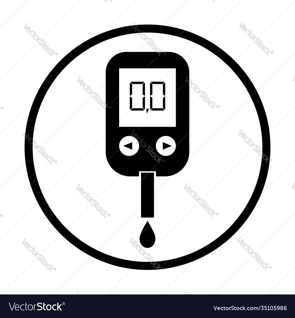 Icon Glucose In Blood Glucometer With Monitor Vector Image