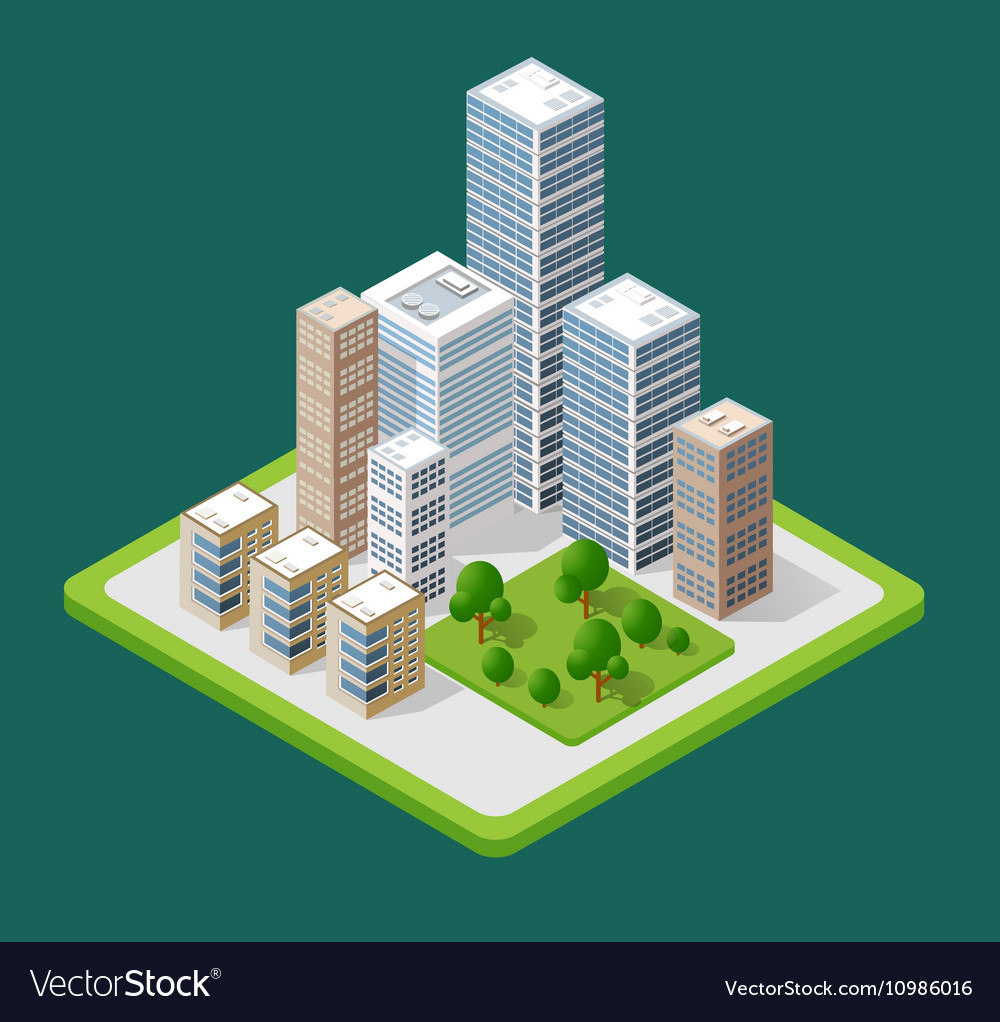 Isometric 3d City Icons Royalty Free Vector Image