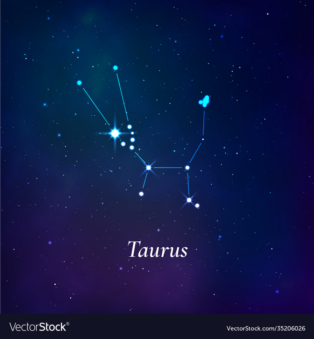 Taurus Sign Stars Map Zodiac Constellation On Vector Image