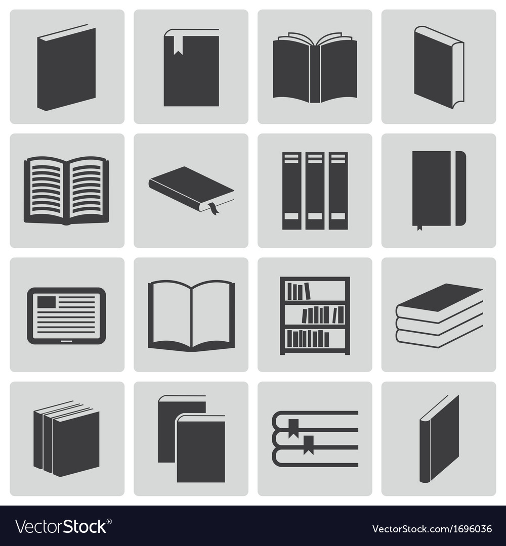 Black Book Icons Set Royalty Free Vector Image