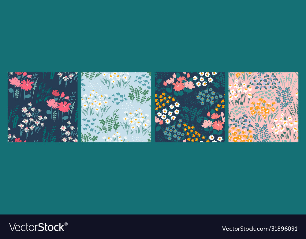 Floral Abstract Seamless Patterns Design Vector Image