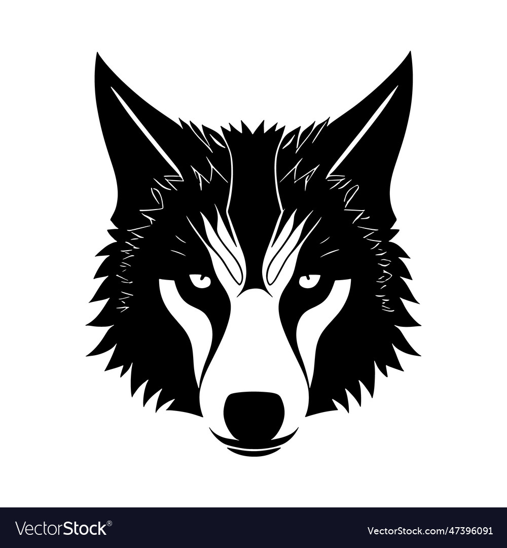 Wolf Head Black And White Icon Royalty Free Vector Image