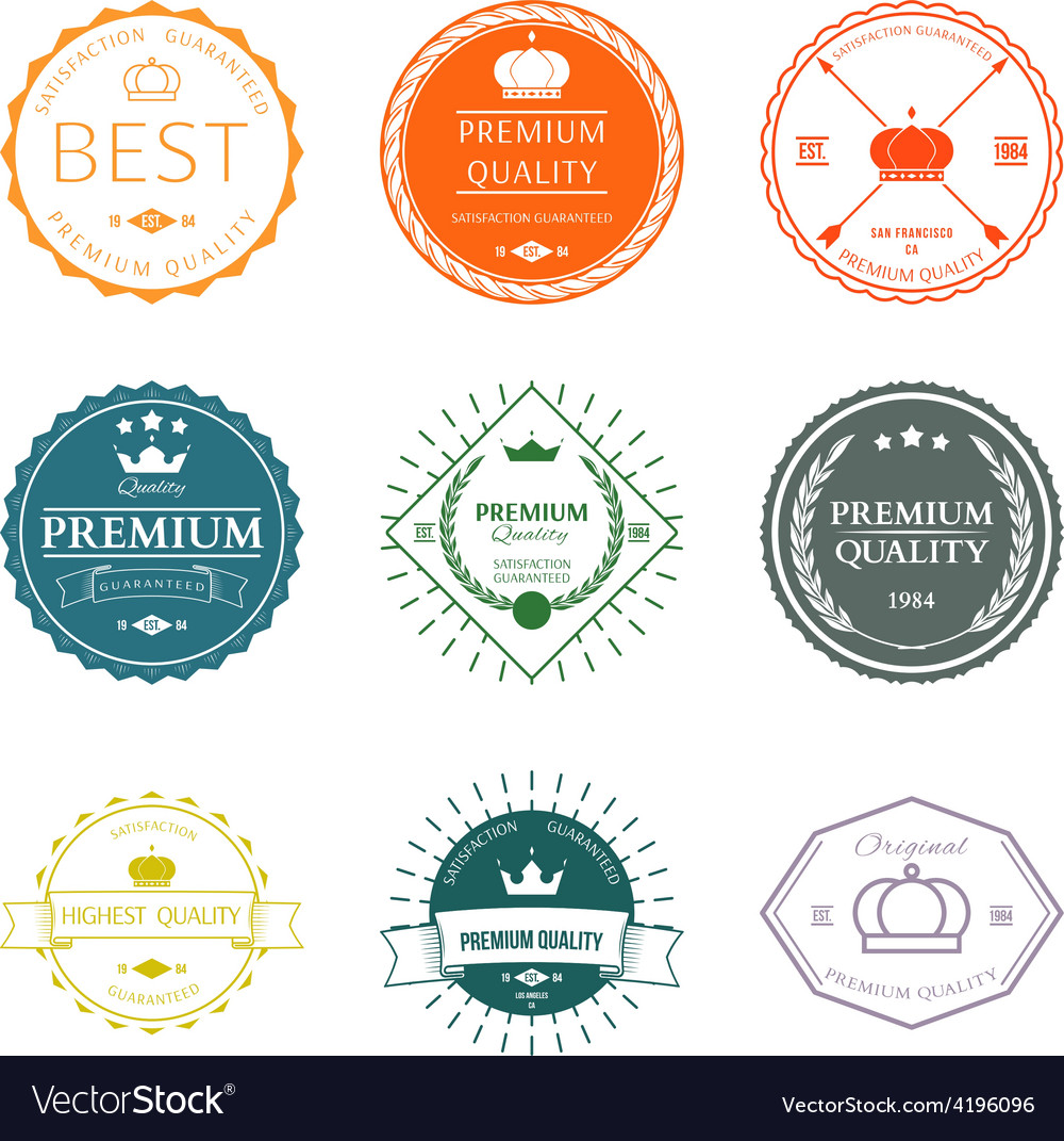 Set Of Premium Quality Labels And Badges Vector Image