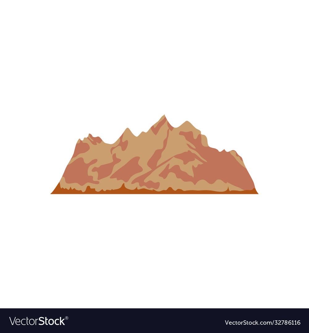 Cartoon Folded Mountain Icon Flat Style Royalty Free Vector