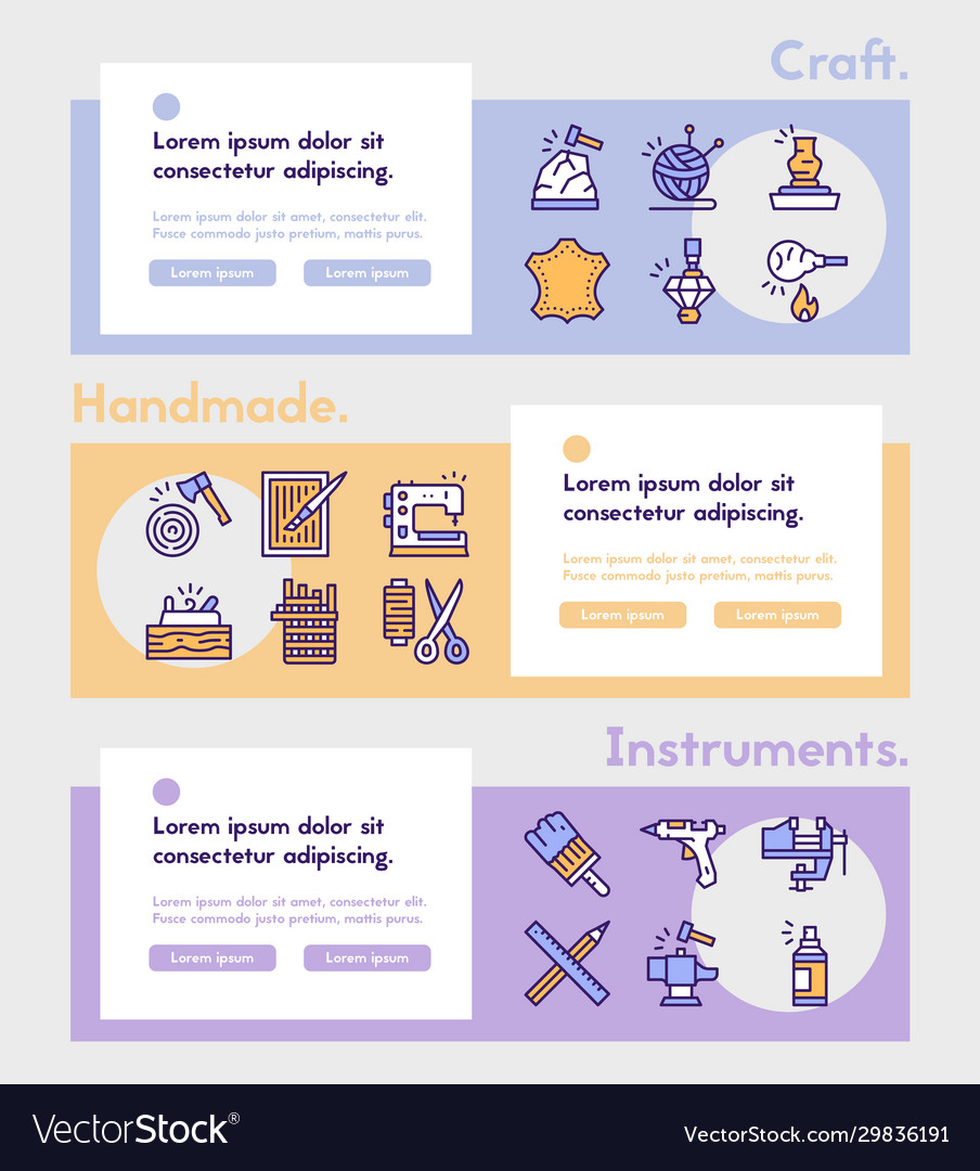 Craft And Handmade Color Icon Set Hobbies Work Vector Image