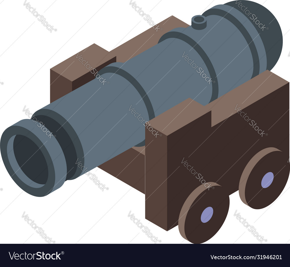 Pirate Ship Cannon Icon Isometric Style Royalty Free Vector