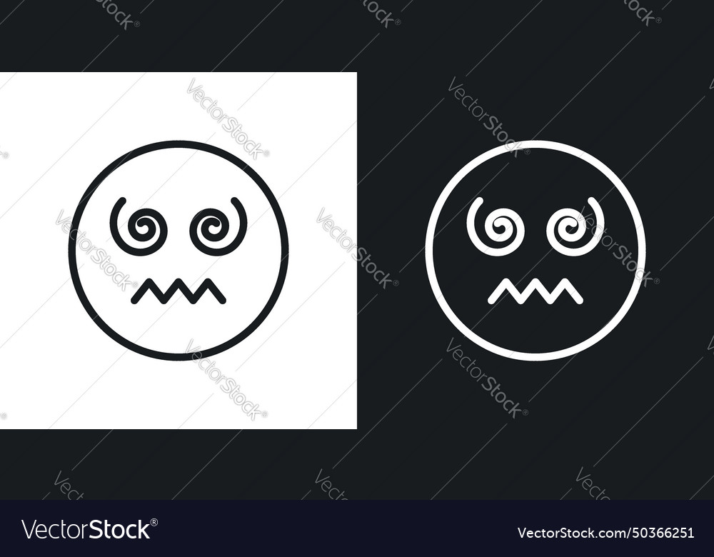 Hypnotized Emoji Icon Set Abstract Eye Crazy Face Vector Image