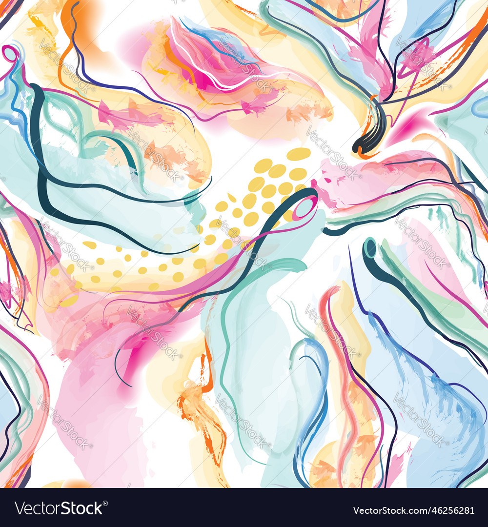 Abstract Wavy Lines Seamless Pattern Spring Vector Image