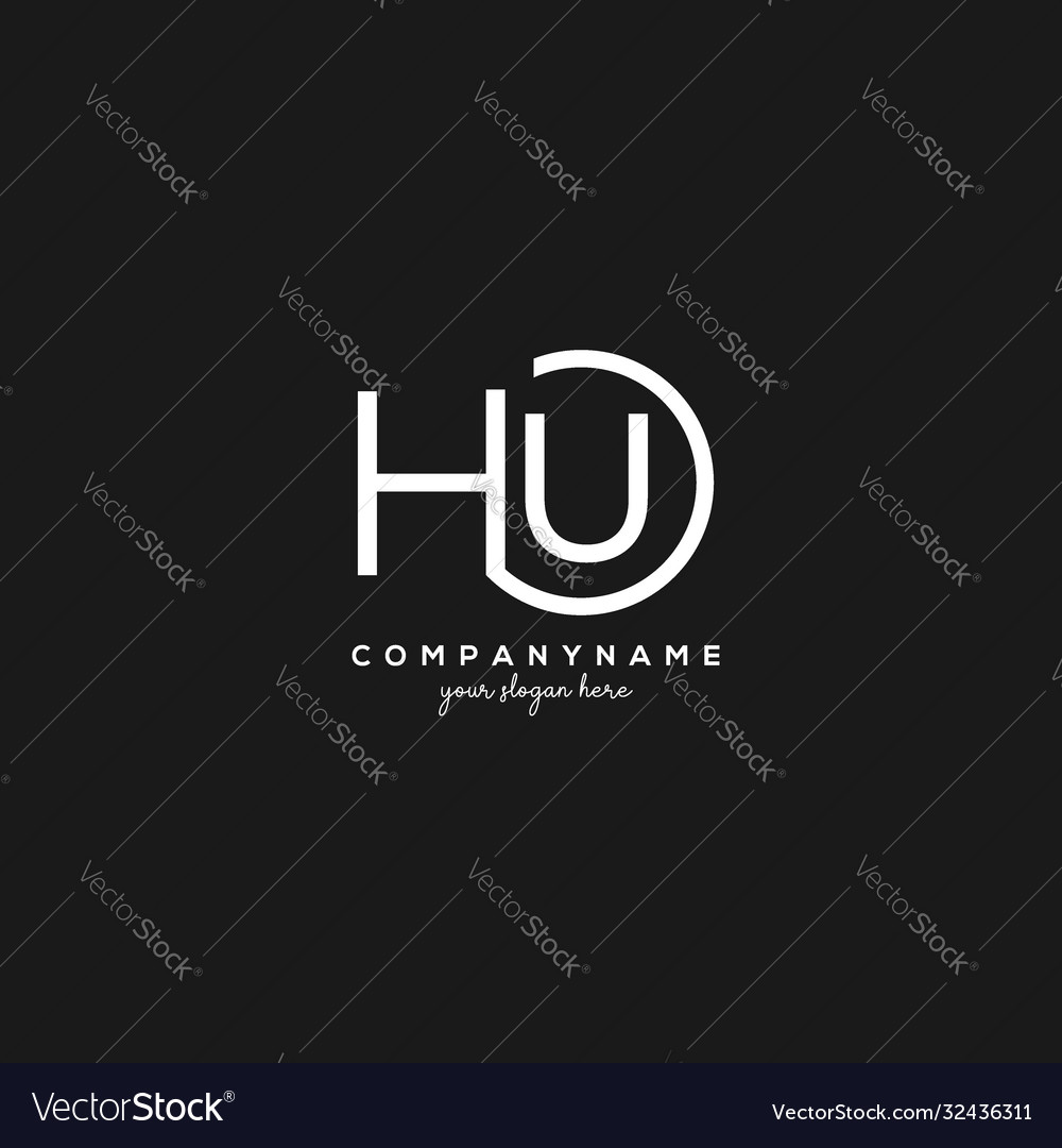 Initial Hu Letter Logo With Circle Template Vector Image