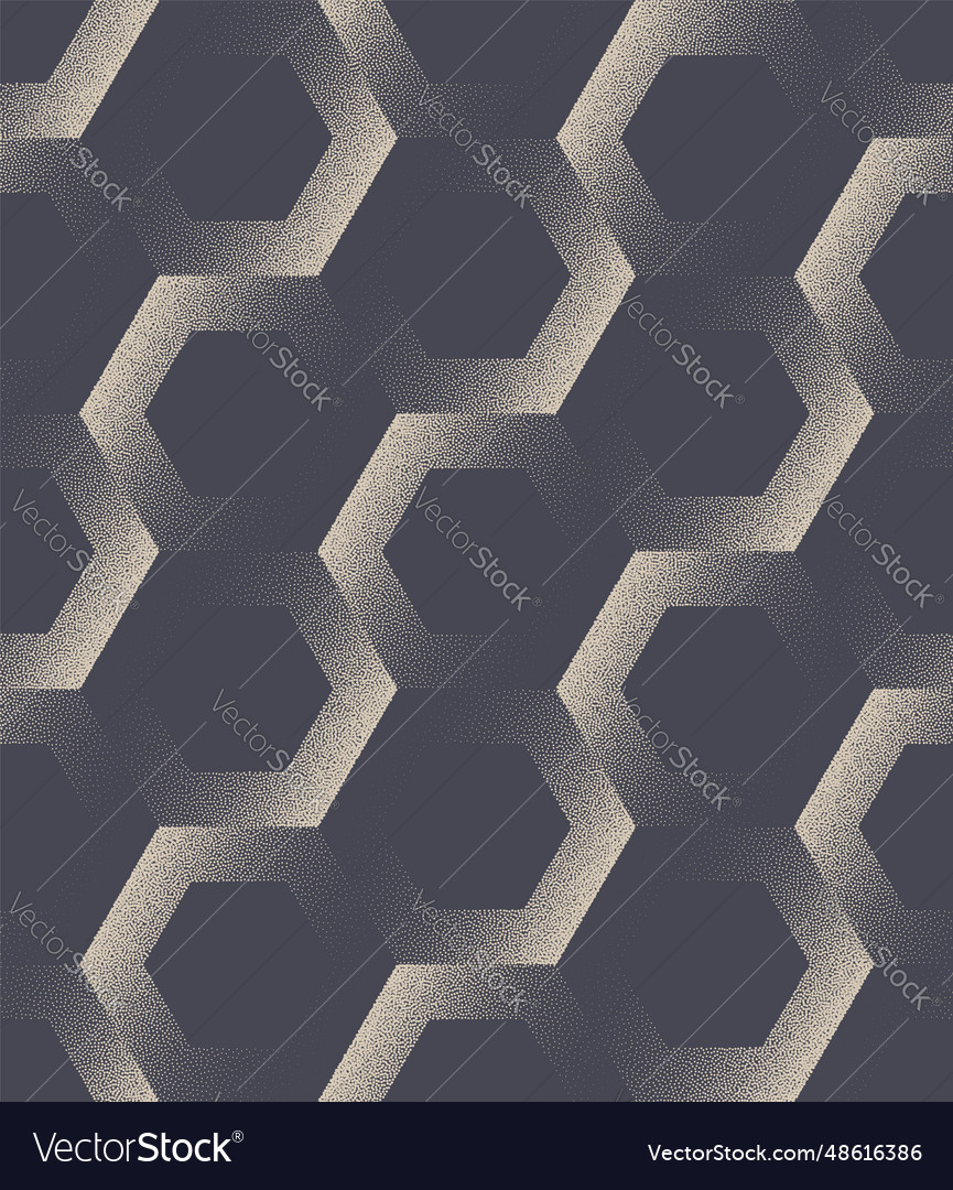 Hexagonal Grid Dynamic Seamless Pattern Dot Work Vector Image