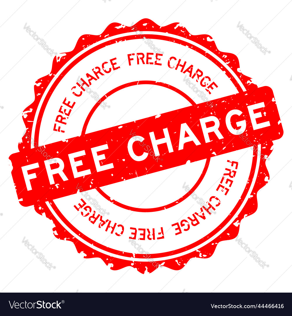 Grunge Red Free Charge Word Round Rubber Seal Vector Image