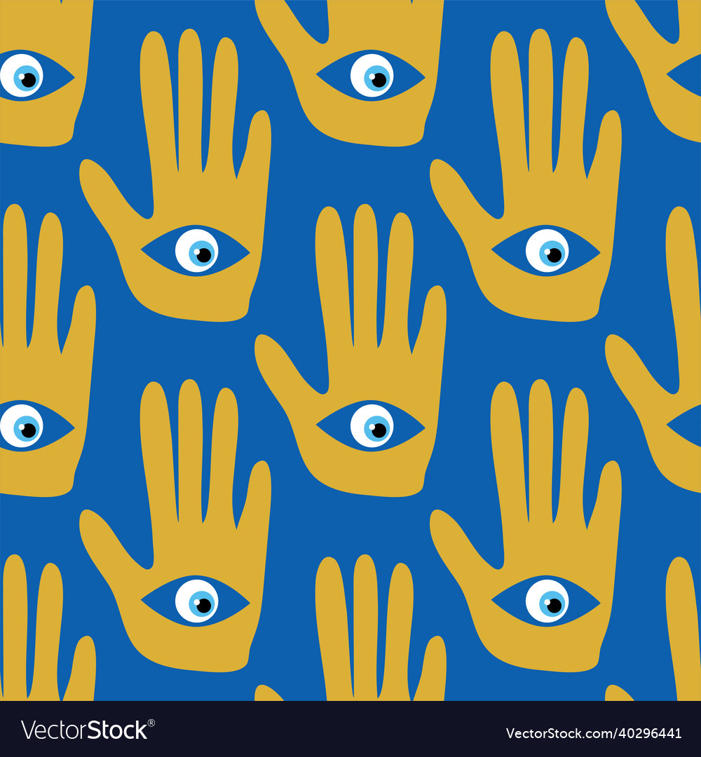 Doodle Seamless Pattern Hamsa Eye Magical Vector Image