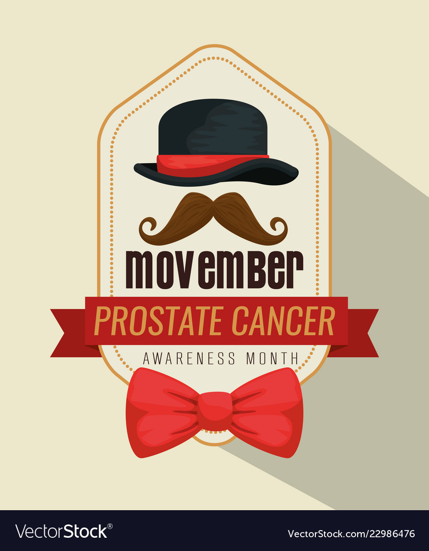 Hat With Mustache And Tie Bow To Movember Vector Image