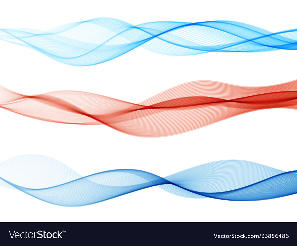 Abstract Smooth Color Wave Set On Transparent Vector Image