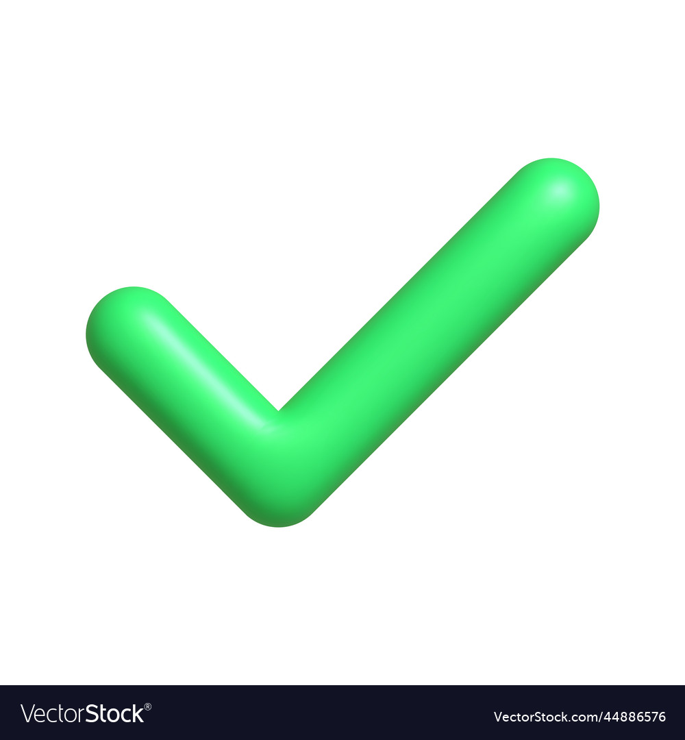 Green Confirm Check Mark Icon 3d Realistic Design Vector Image