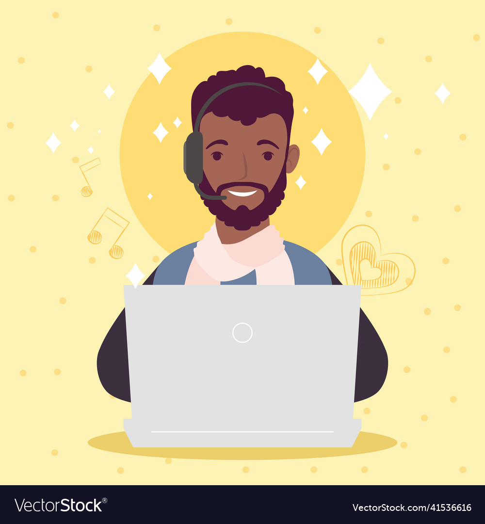 Afro Man Studding Online Royalty Free Vector Image