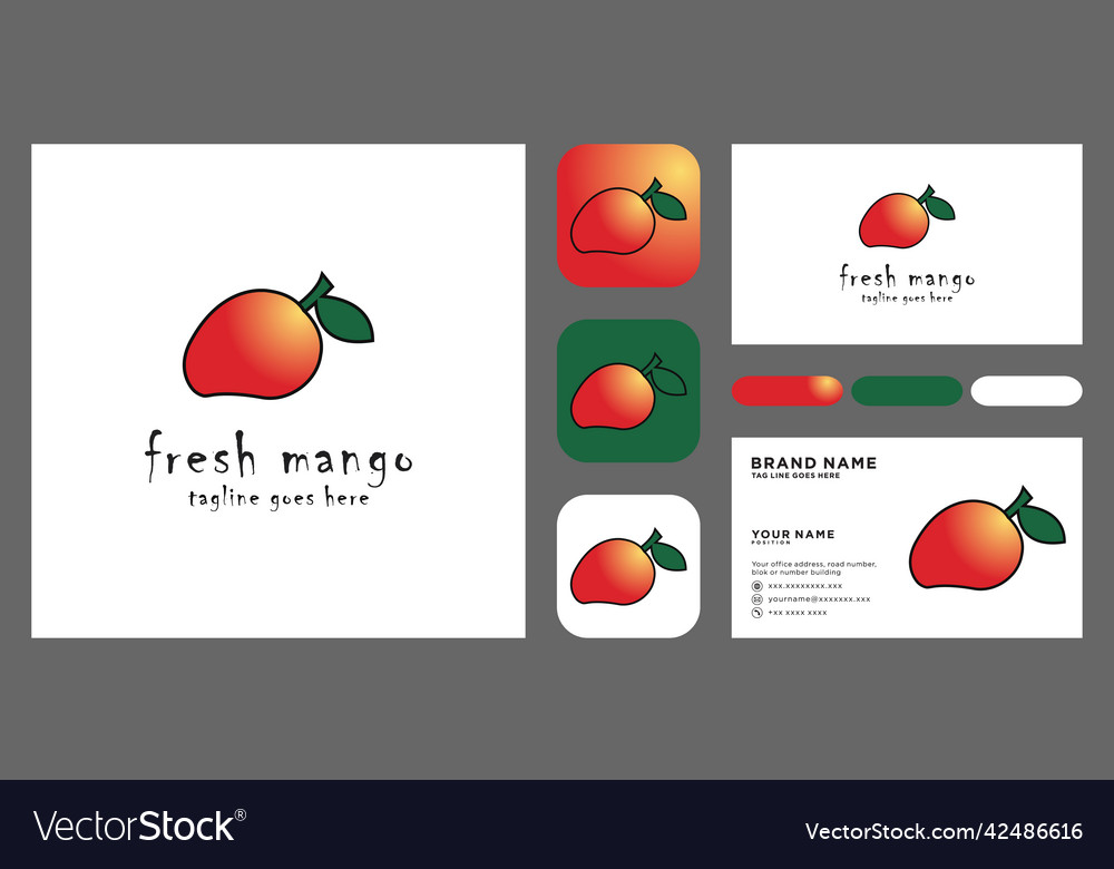 Mango In Flat Style Logo Icon Royalty Free Vector Image