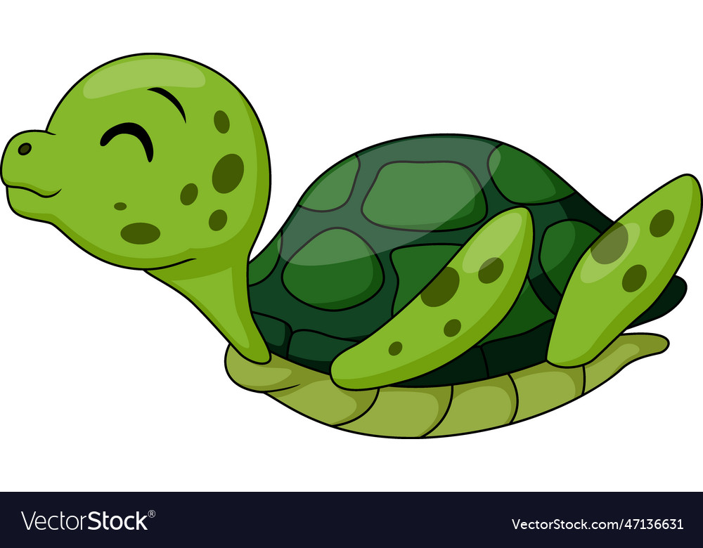 Cute Baby Turtle Cartoon On White Background Vector Image