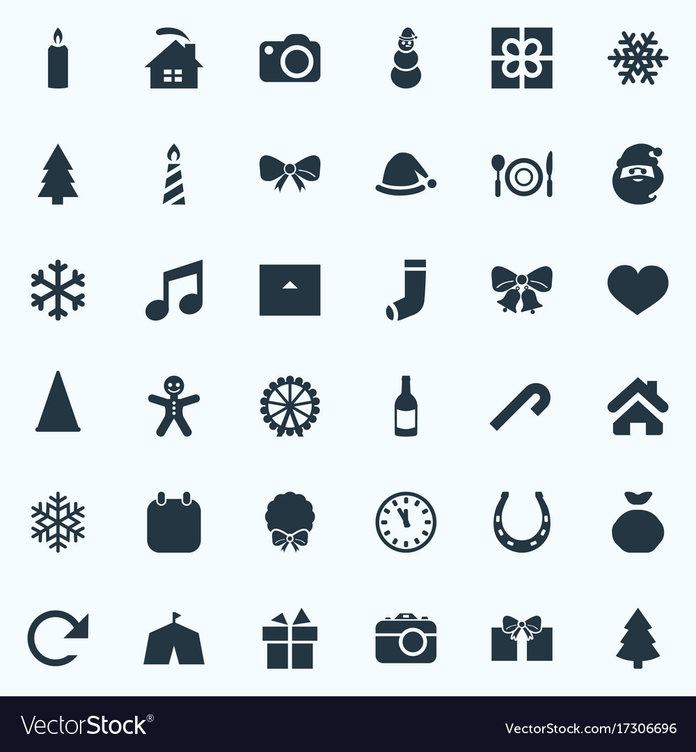 Set Of Simple Christmas Icons Royalty Free Vector Image