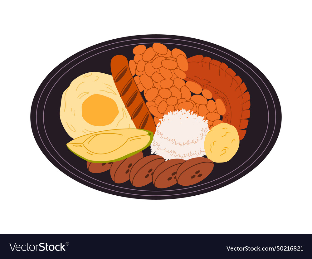 Bandeja Paisa Traditional Food Colombia Made From Vector Image