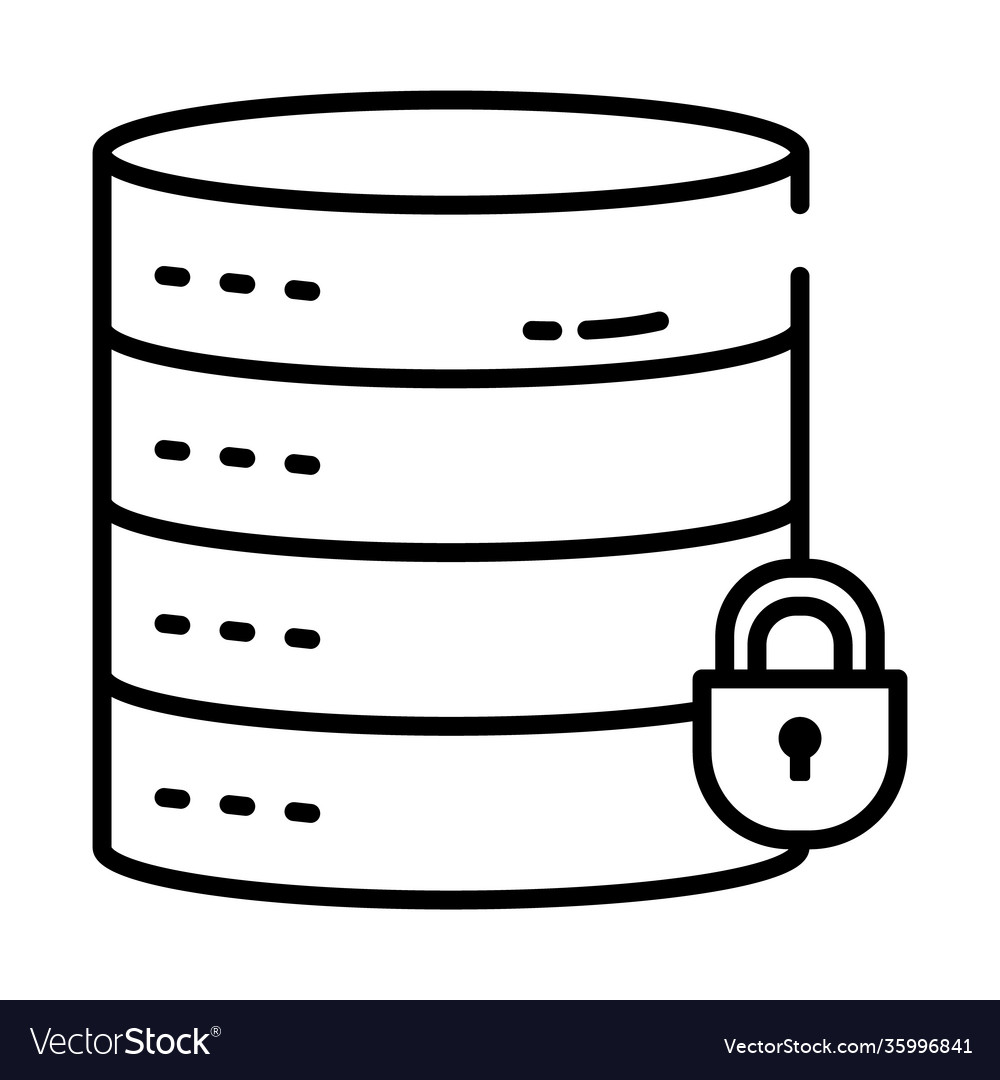 Locked Data Server Icon Half Line Style Royalty Free Vector