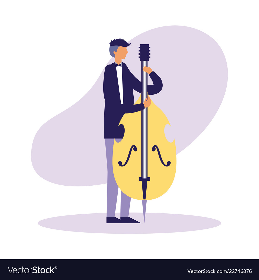 Musician Man Playing Cello Instrument Royalty Free Vector