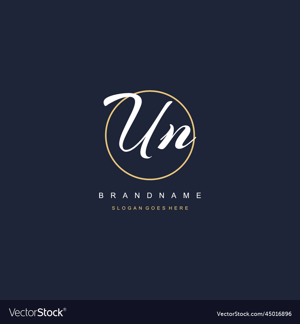 Initial Letter Un Logo Monogram Feminine Style Vector Image