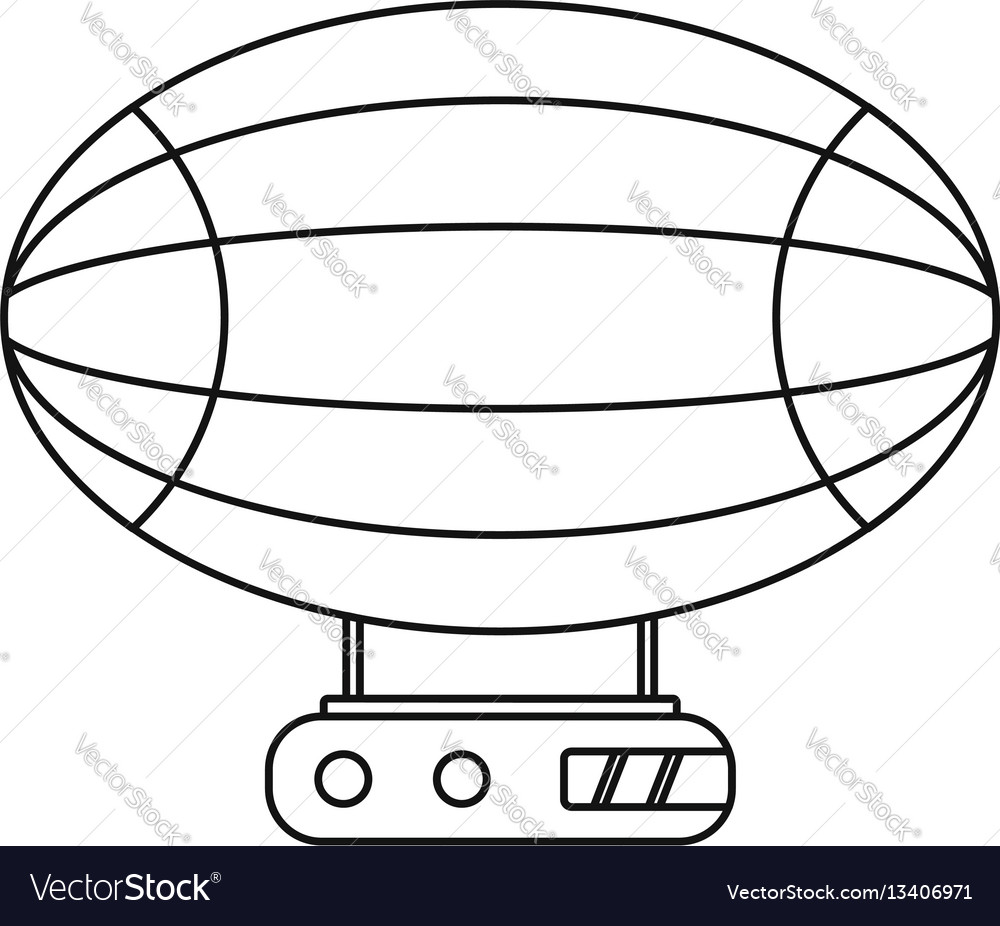 Aerostat Airship Icon Outline Style Royalty Free Vector