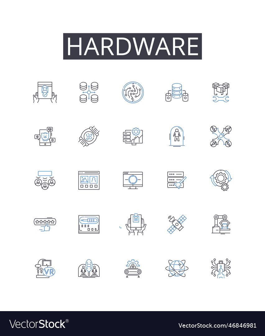 Hardware Line Icons Collection Tools Equipment Vector Image