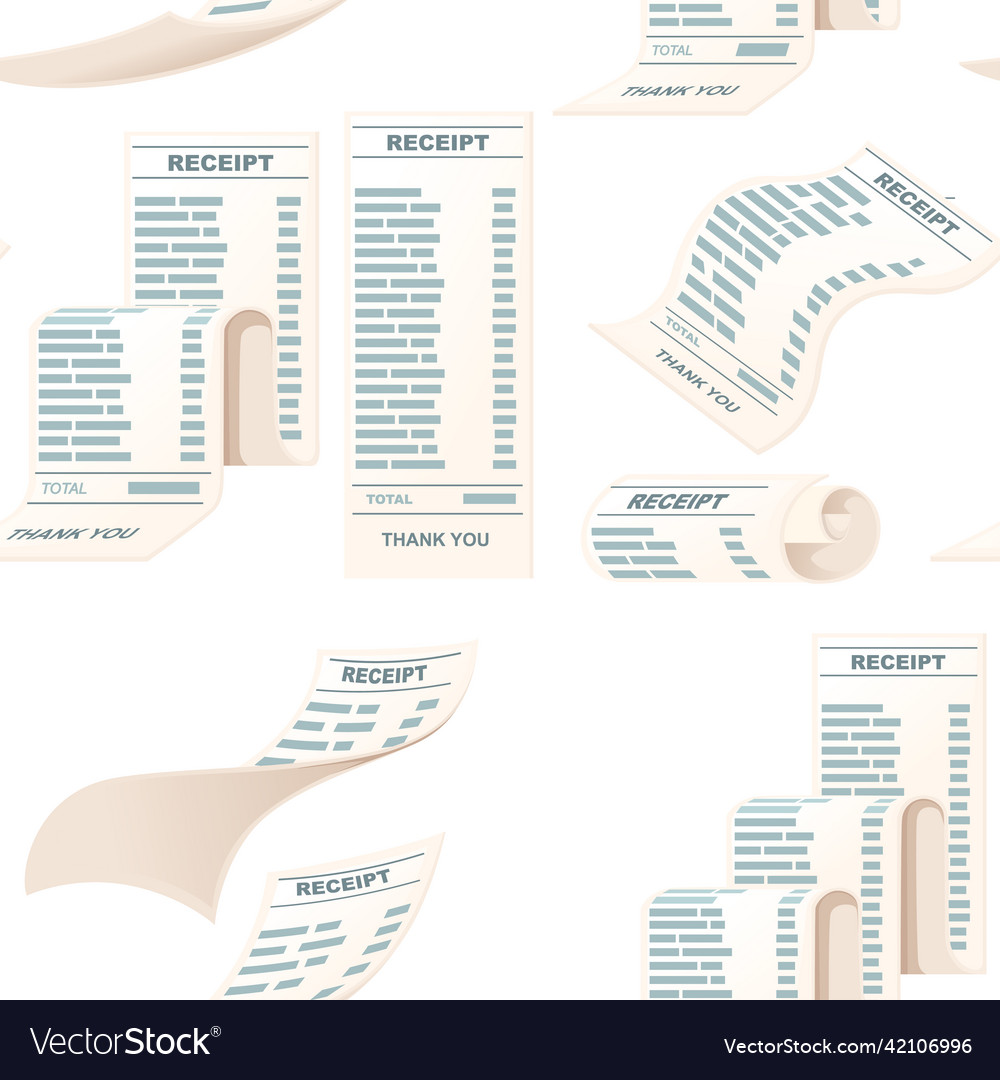 Seamless Pattern With Different Receipt Bills Vector Image