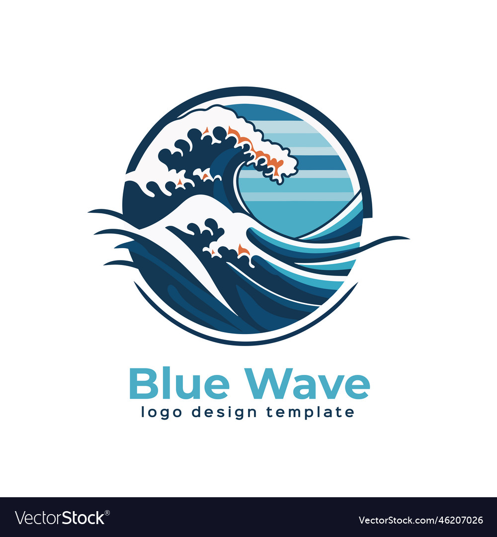 Blue Wave Logo Template Water Design Royalty Free Vector