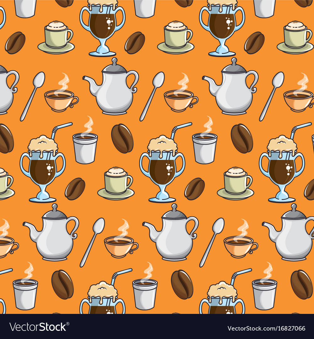 Background Of Coffee Related Icons Royalty Free Vector Image