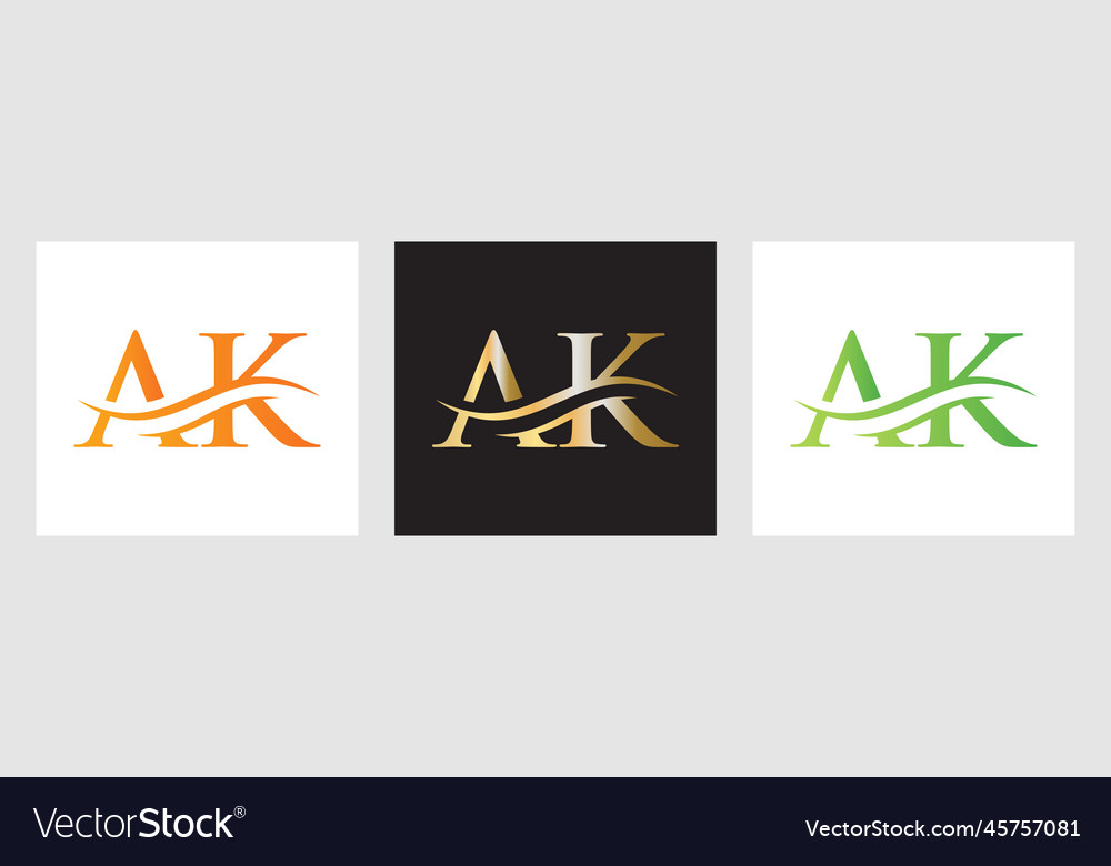 Initial Monogram Letter Ak Logo Design Royalty Free Vector