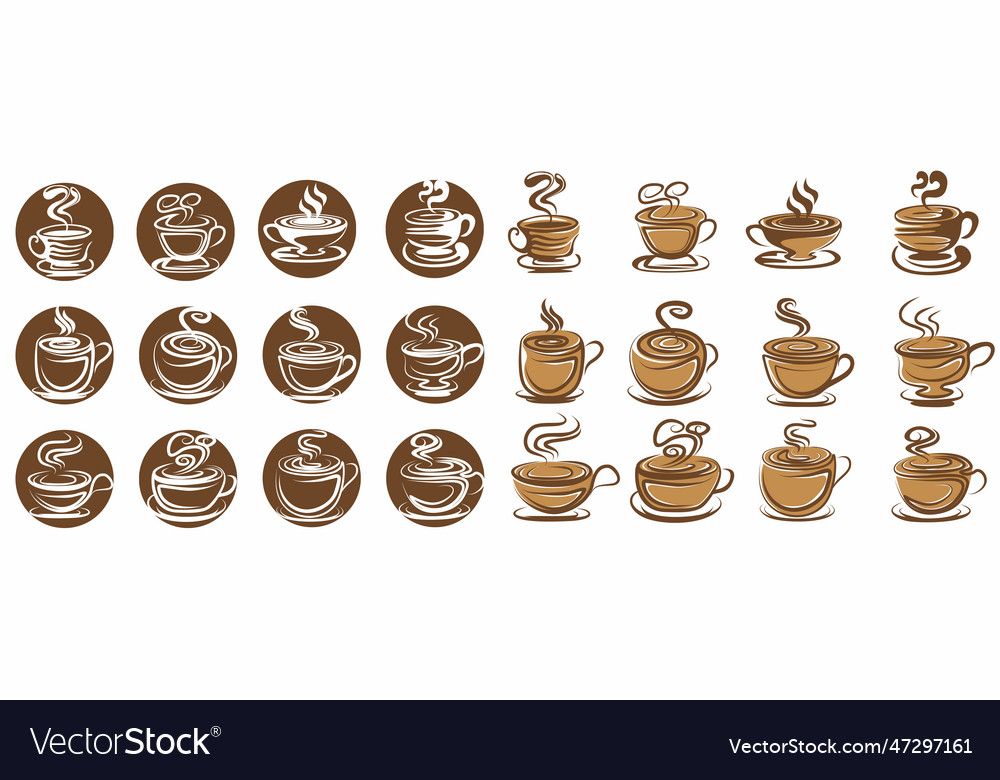 Set Coffee Cup Icon Design Template Coffeeshop Vector Image