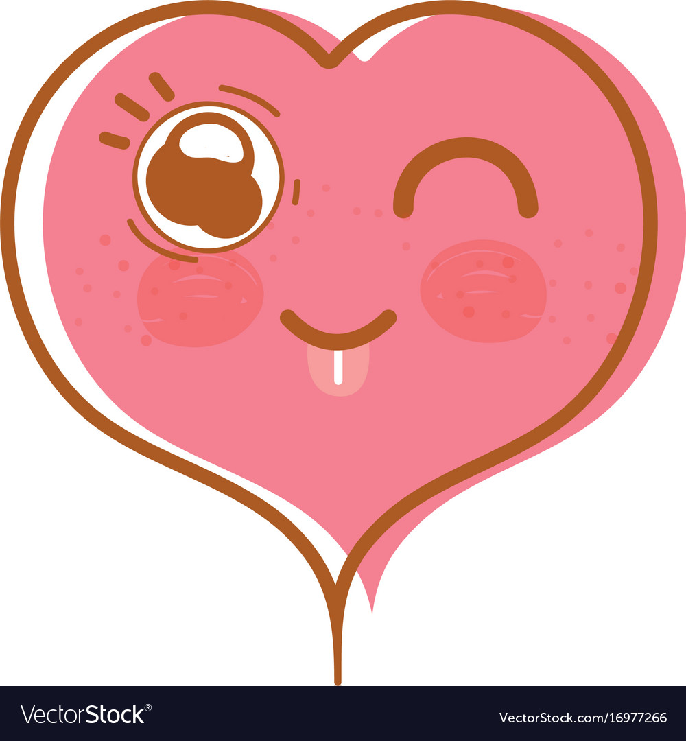 Kawaii Cute Happy Heart Design Royalty Free Vector Image