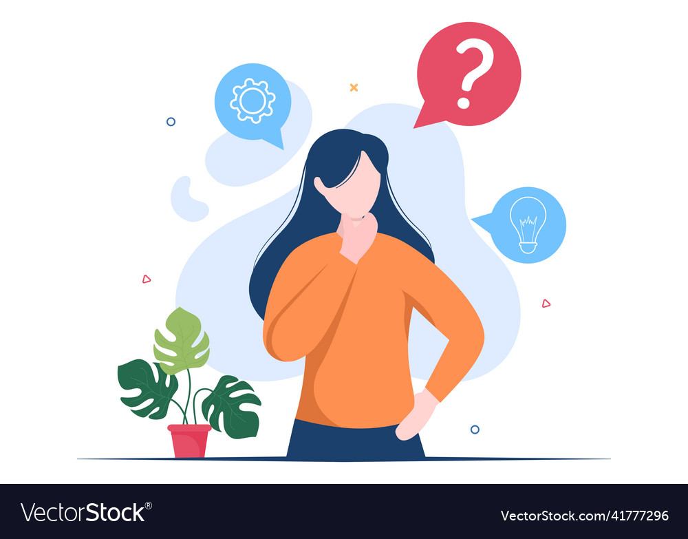 People Thinking To Make Decision Problem Solving Vector Image