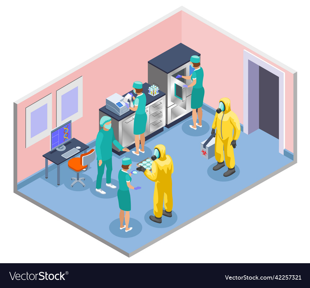 Microbiology Isometric Composition Royalty Free Vector Image