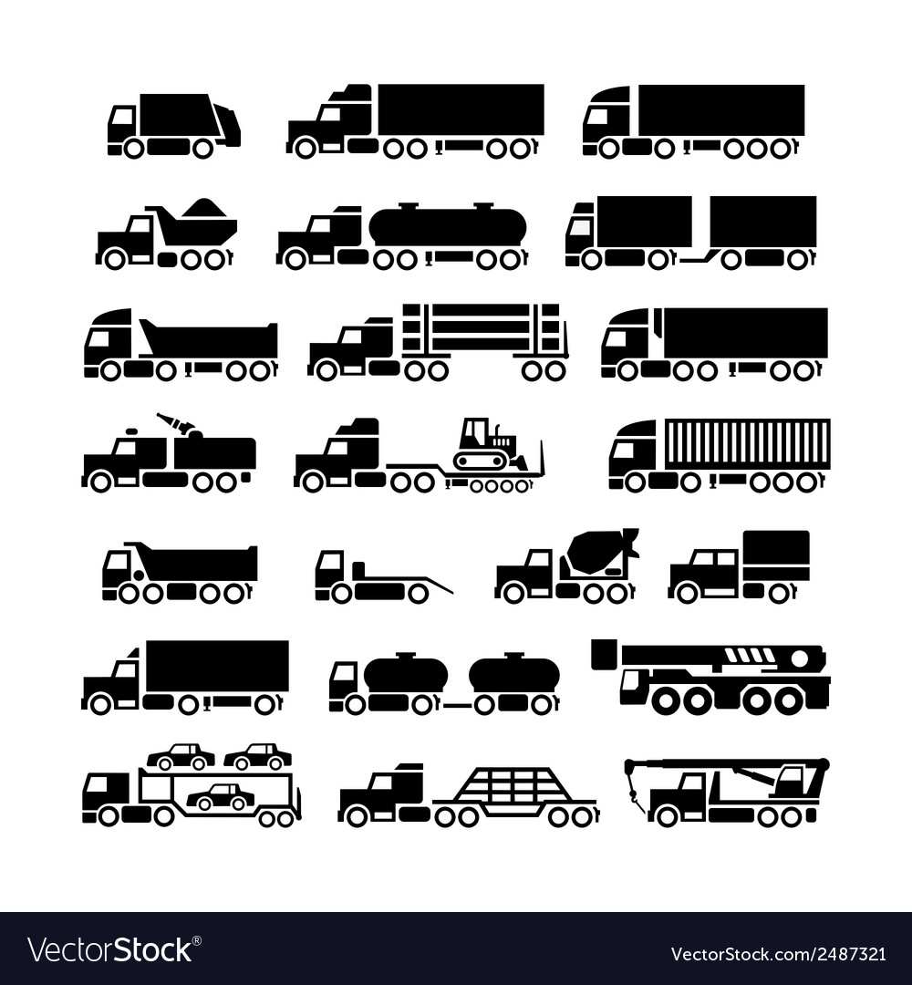 Set Icons Trucks Trailers And Vehicles Royalty Free Vector