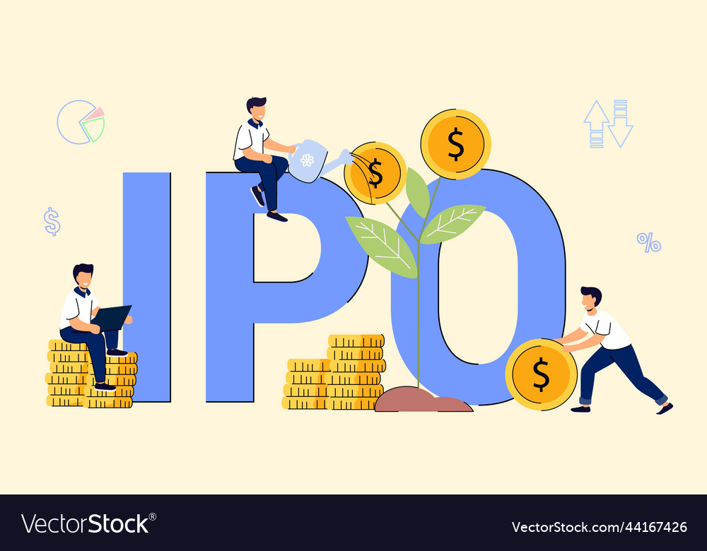 Ipo Initial Public Offering Concept Money Vector Image