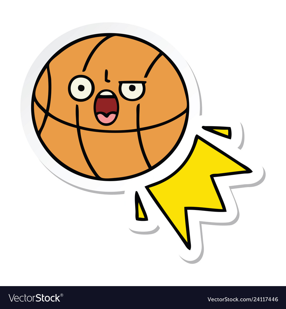 Sticker Of A Cute Cartoon Basketball Royalty Free Vector