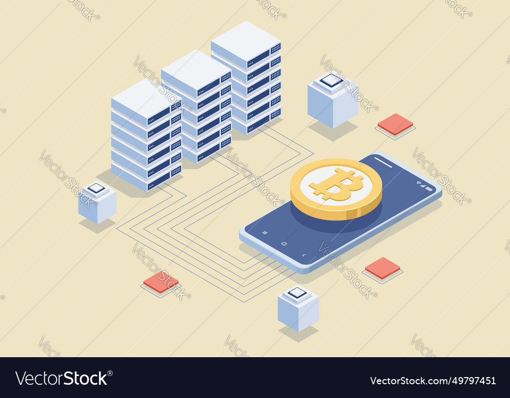 Isometric Cryptocurrencies Digital Assets Vector Image