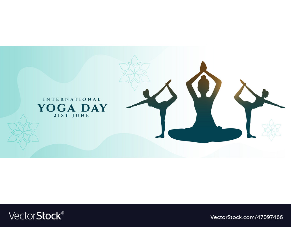 Elegant International Yoga Day Banner Royalty Free Vector