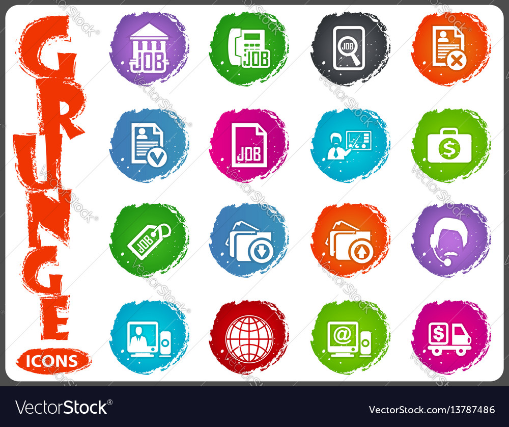 Job Icons Set In Grunge Style Royalty Free Vector Image