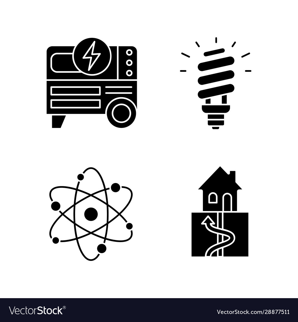 Electric Energy Glyph Icons Set Royalty Free Vector Image