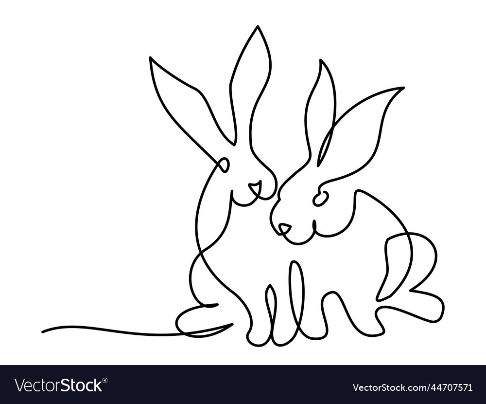 Year Of Rabbit 2023 Continuous One Line Drawing Vector Image