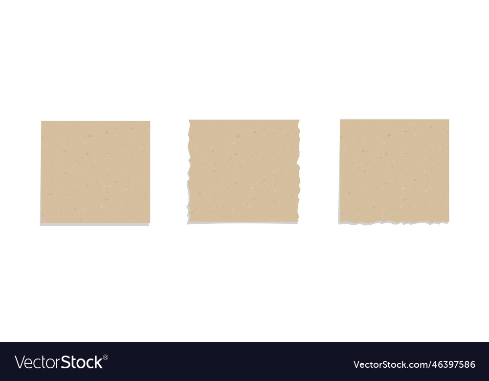 Square Vintage Brown Torn Paper Set Recycled Memo Vector Image