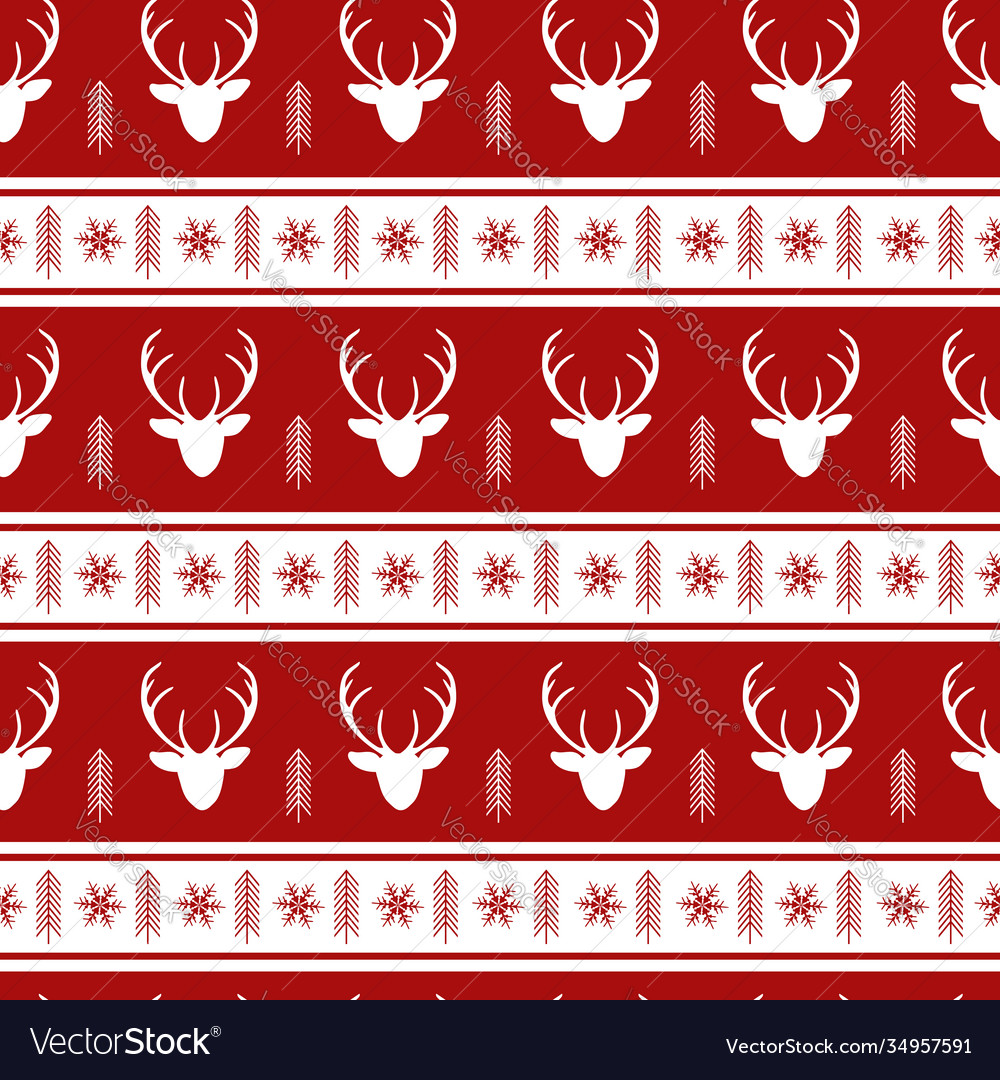 Christmas Seamless Pattern With Reindeer Vector Image