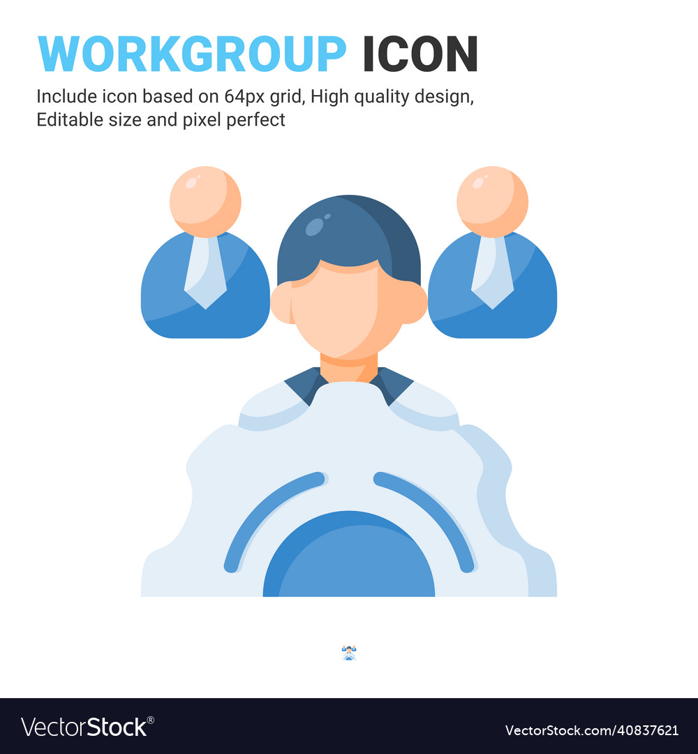 Workgroup Icon With Flat Color Style Isolated Vector Image