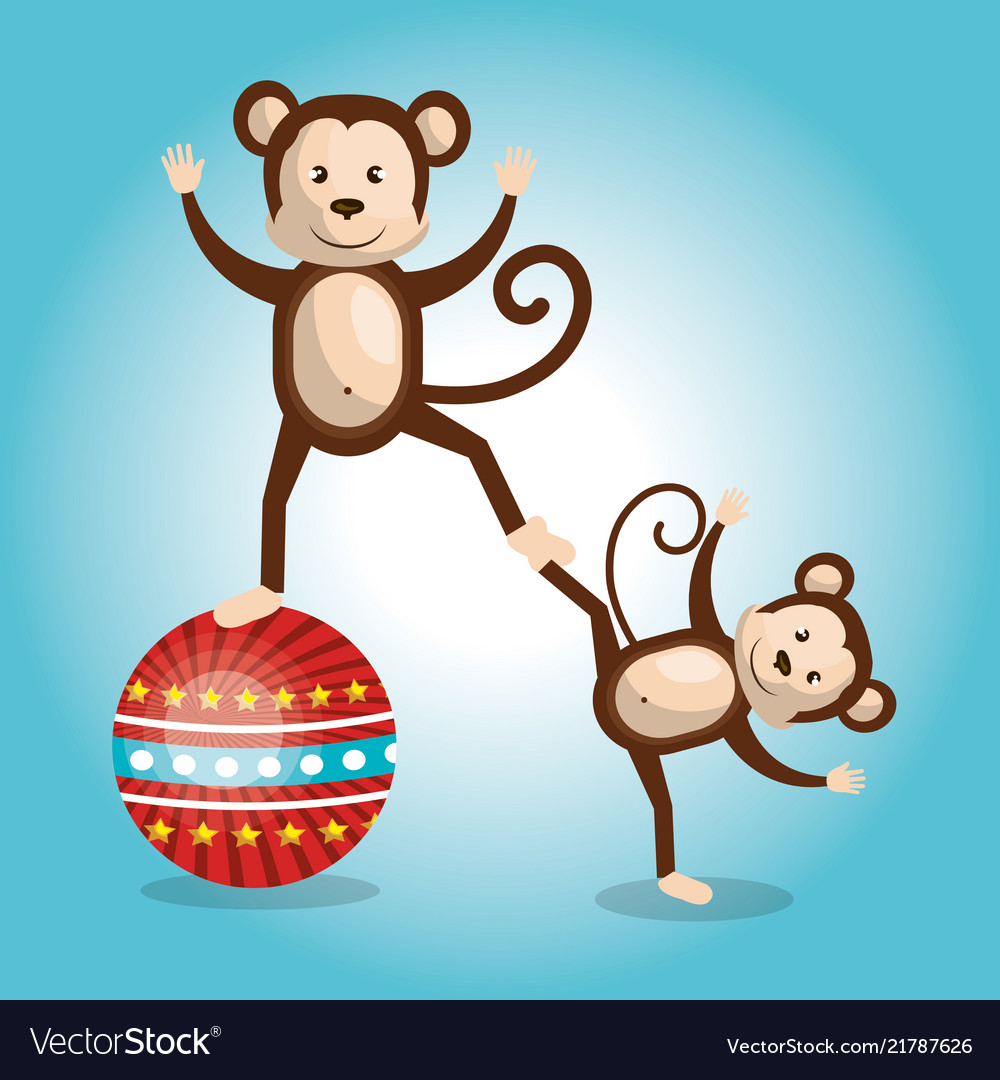 Monkeys Circus Show Icons Royalty Free Vector Image